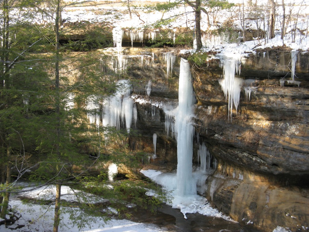 No, not Ely. The ice-clad cliffs and hemlock ravines of the Hocking Hills.