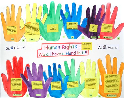 Human rights are children's work, too. Poster by Anna, a middle schooler.